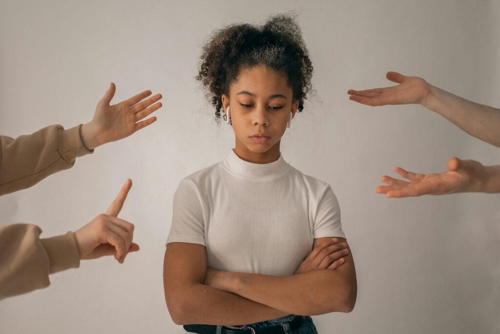 A woman overcoming peer pressure and saying no to drugs during her addiction recovery.