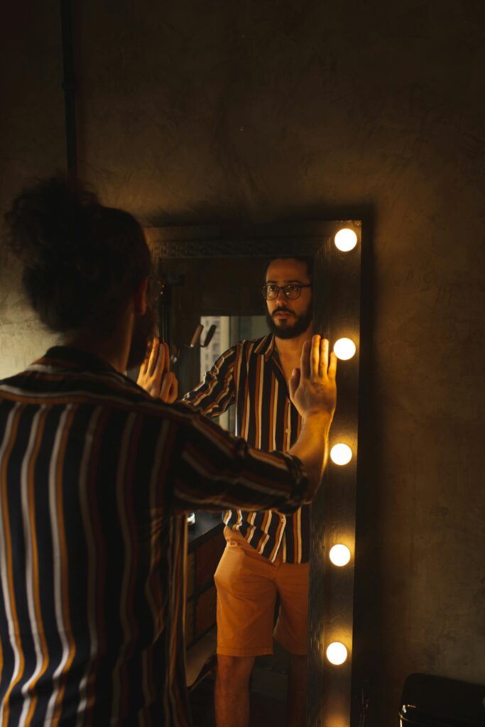 Man practicing how to silence your inner critic.