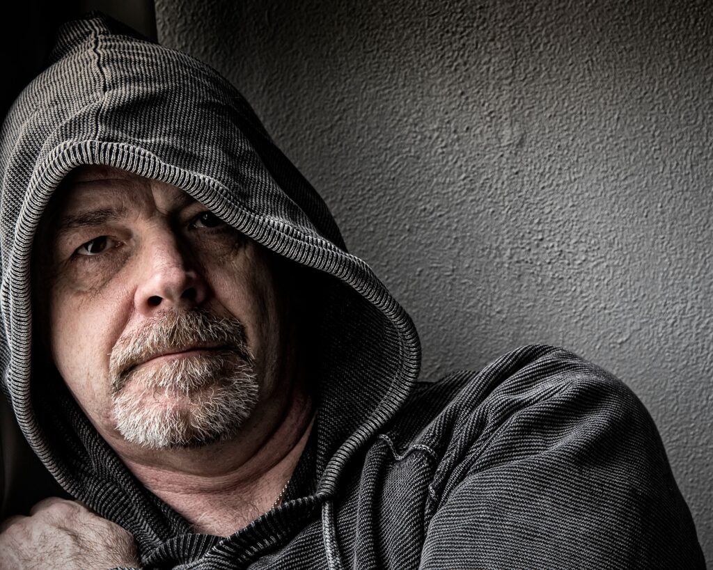 A person displaying how drug addiction ages your body.