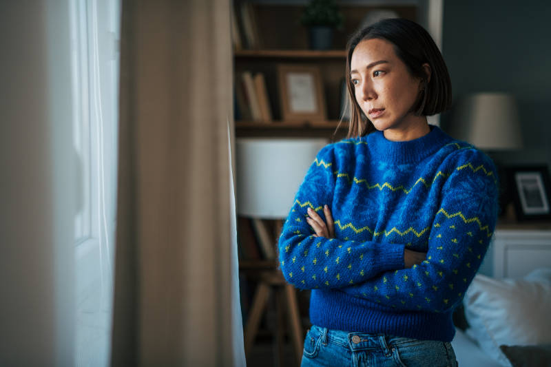 A woman experiencing depression or a burnout.